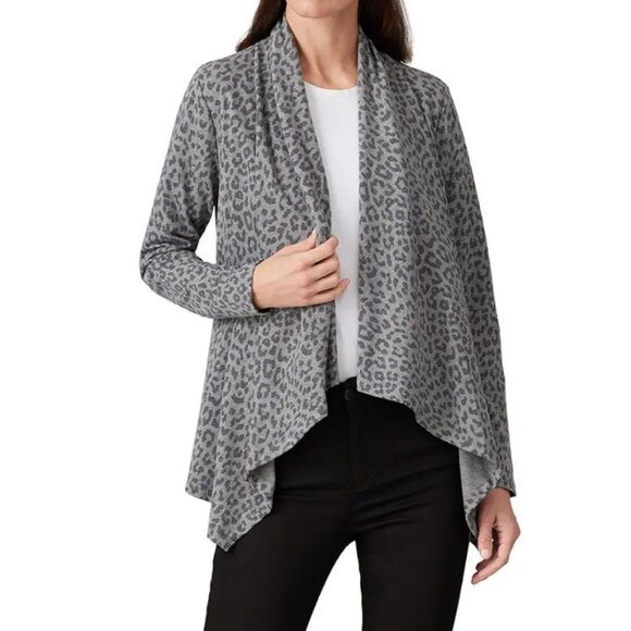 XS - B Collection by Bobeau - French Terry Drape Cardigan Animal Print $68 msrp - Picture 1 of 10